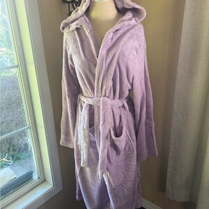 Plush Hooded Lavender Bath Robe with matching pants